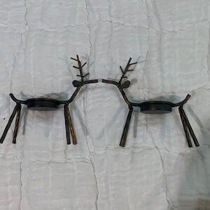 NWOT Reindeer Candle Holders (2) in a bronzy finish